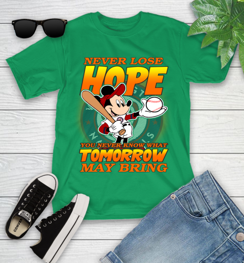 Washington Nationals MLB Baseball Mickey Disney Never Lose Hope Youth T-Shirt 8