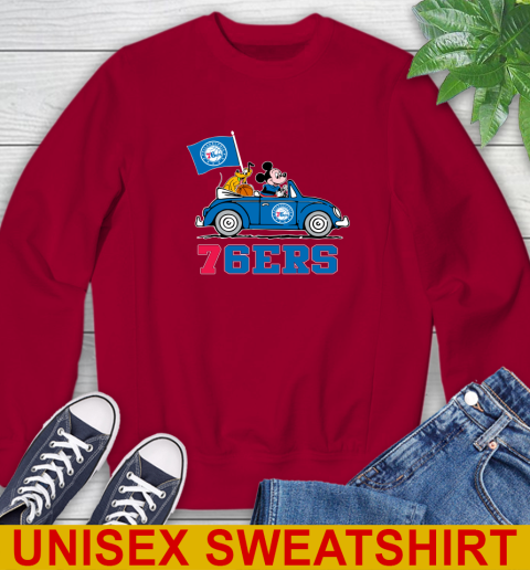NBA Basketball Philadelphia 76ers Pluto Mickey Driving Disney Shirt Sweatshirt 7