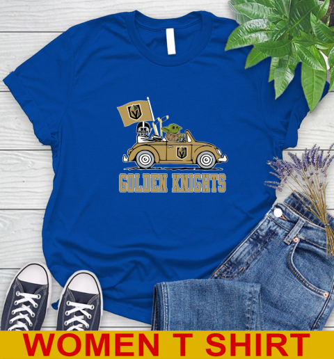 NHL Hockey Vegas Golden Knights Darth Vader Baby Yoda Driving Star Wars Shirt Women's T-Shirt 9