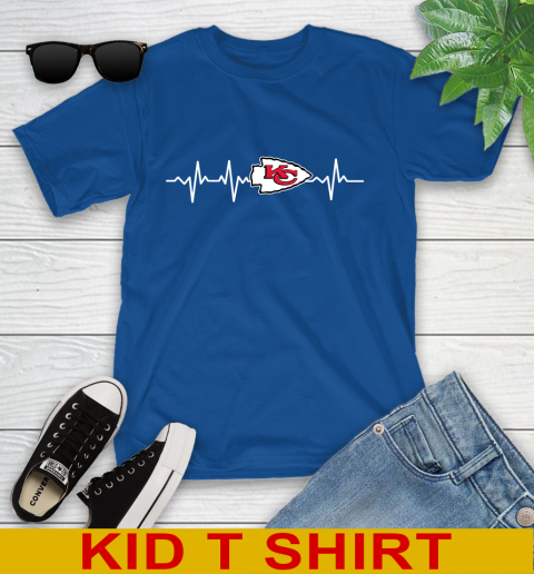 Kansas City Chiefs NFL Football Heart Beat Shirt Youth T-Shirt 10
