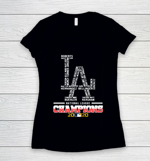 Los Angeles Dodgers Logo National League Champions 2020 Women's V-Neck T-Shirt