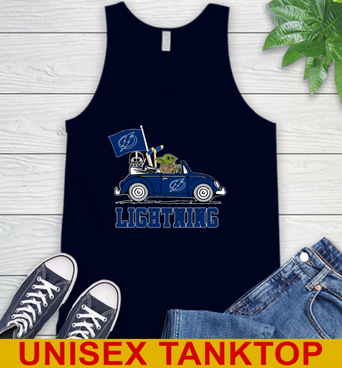 NHL Hockey Tampa Bay Lightning Darth Vader Baby Yoda Driving Star Wars Shirt Tank Top 3