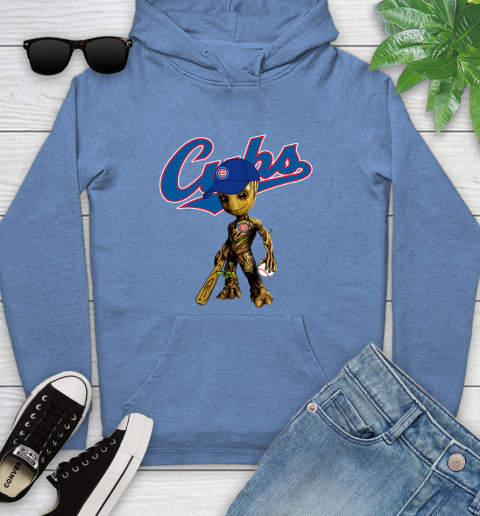 MLB Chicago Cubs Groot Guardians Of The Galaxy Baseball Youth Hoodie 12