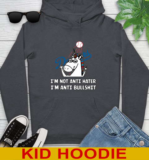Los Angeles Dodgers MLB Baseball Unicorn I'm Not Anti Hater I'm Anti Bullshit Youth Hoodie 9