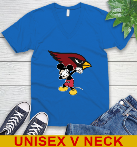 Arizona Cardinals NFL Football Dabbing Mickey Disney Sports V-Neck T-Shirt 6