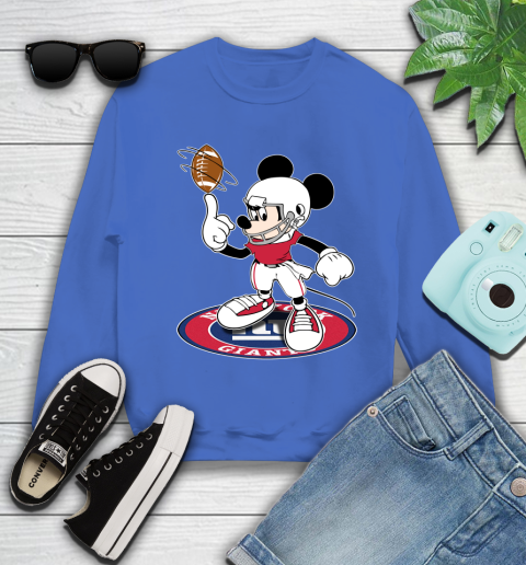 NFL Football New York Giants Cheerful Mickey Disney Shirt Youth Sweatshirt Tee For Sports