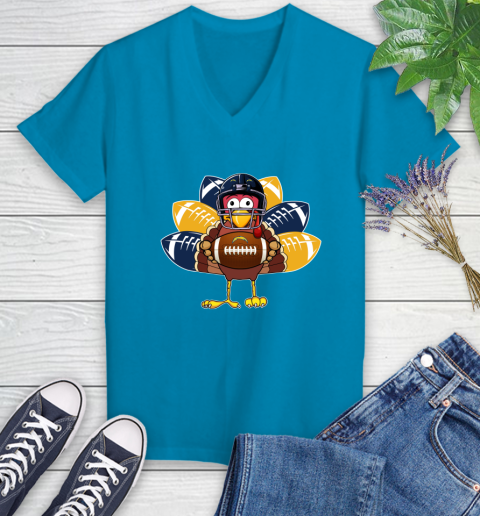 San Diego Chargers Turkey Thanksgiving Day Women's V-Neck T-Shirt 7