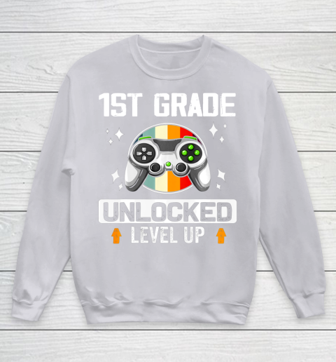 Next Level t shirts 1st Grade Unlocked Level Up Back To School First Grade Gamer Youth Sweatshirt 3