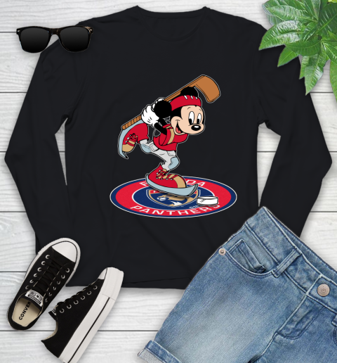 NHL Hockey Florida Panthers Cheerful Mickey Disney Shirt Youth Long Sleeve