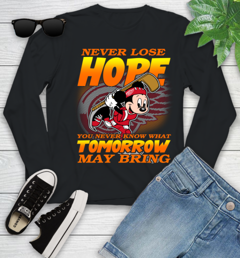Detroit Red Wings NHL Hockey ootball Mickey Disney Never Lose Hope Youth Long Sleeve