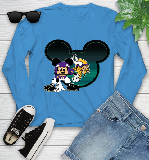 NFL Minnesota Vikings Mickey Mouse Disney Football T Shirt Youth Long Sleeve 7