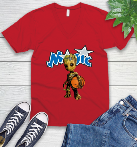 Orlando Magic NBA Basketball Groot Marvel Guardians Of The Galaxy V-Neck T-Shirt 7