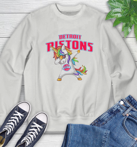 Detroit Pistons NBA Basketball Funny Unicorn Dabbing Sports Sweatshirt 5