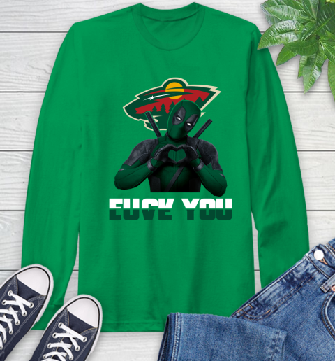 NHL Minnesota Wild Deadpool Love You Fuck You Hockey Sports Long Sleeve T-Shirt 8
