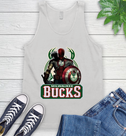 Milwaukee Bucks NBA Basketball Captain America Thor Spider Man Hawkeye Avengers Tank Top