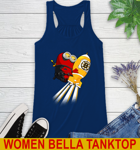 NHL Hockey Boston Bruins Deadpool Minion Marvel Shirt Racerback Tank 7