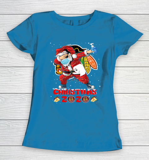 Chicago Blackhawks Funny Santa Claus Dabbing Christmas 2020 NHL Women's T-Shirt 6