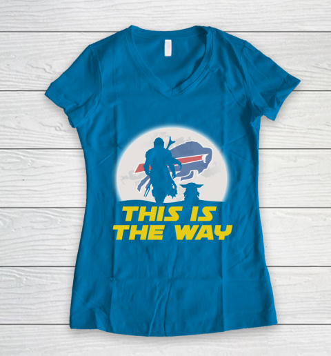 Buffalo Bills NFL Football Star Wars Yoda And Mandalorian This Is The Way Women's V-Neck T-Shirt 5
