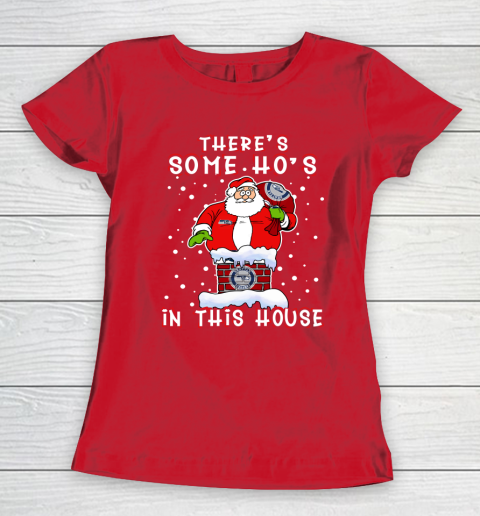 Seattle Seahawks Christmas There Is Some Hos In This House Santa Stuck In The Chimney NFL Women's T-Shirt 9