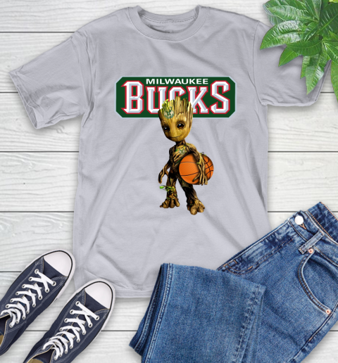 Milwaukee Bucks NBA Basketball Groot Marvel Guardians Of The Galaxy T-Shirt 6