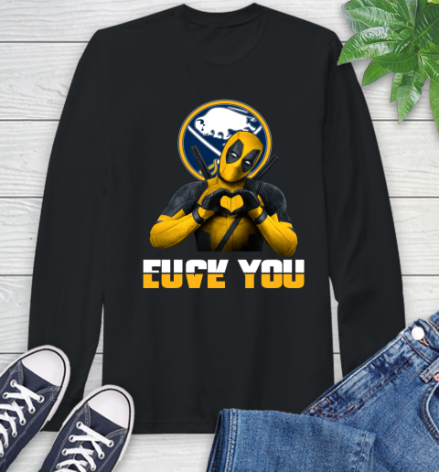NHL Buffalo Sabres Deadpool Love You Fuck You Hockey Sports Long Sleeve T-Shirt