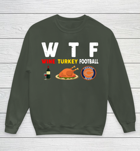 Chicago Bears Giving Day WTF Wine Turkey Football NFL Youth Sweatshirt 8