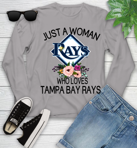 MLB Just A Woman Who Loves Tampa Bay Rays Baseball Sports Youth Long Sleeve 3