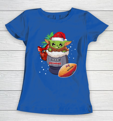 Tampa Bay Buccaneers Christmas Baby Yoda Star Wars Funny Happy NFL Women's T-Shirt 9