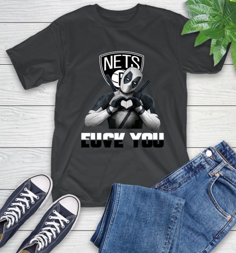 NBA Brooklyn Nets Deadpool Love You Fuck You Basketball Sports T-Shirt