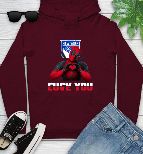 NHL New York Rangers Deadpool Love You Fuck You Hockey Sports Youth Hoodie 7