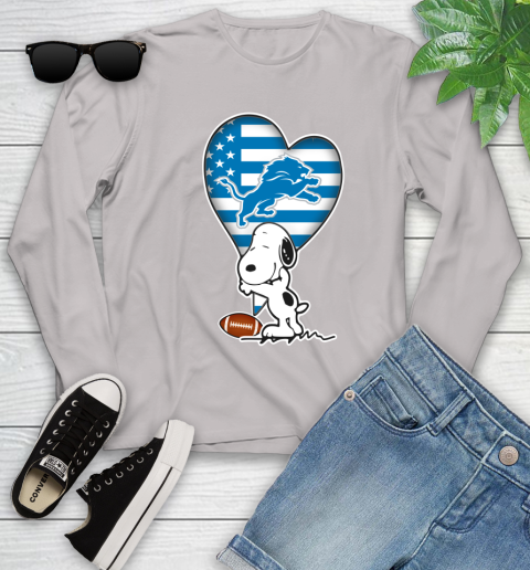 Detroit Lions NFL Football The Peanuts Movie Adorable Snoopy Youth Long Sleeve 12