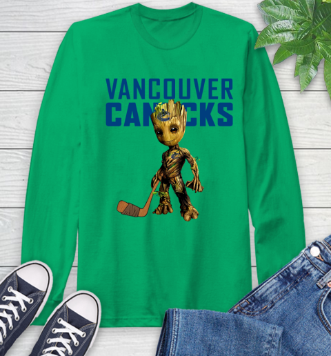 Vancouver Canucks NHL Hockey Groot Marvel Guardians Of The Galaxy Long Sleeve T-Shirt 7