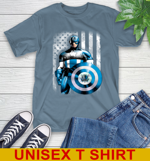 Dallas Mavericks NBA Basketball Captain America Marvel Avengers American Flag Shirt T-Shirt 8