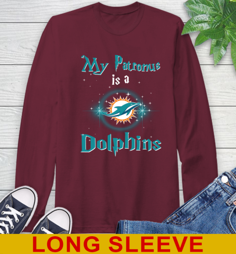 NFL Football Harry Potter My Patronus Is A Miami Dolphins Long Sleeve T-Shirt 7