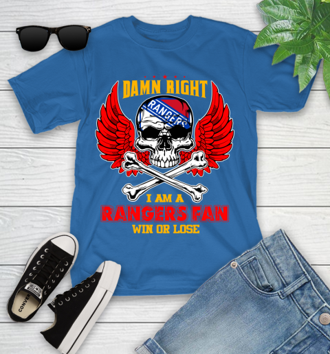 NHL Damn Right I Am A New York Rangers Win Or Lose Skull Hockey Sports Youth T-Shirt 12