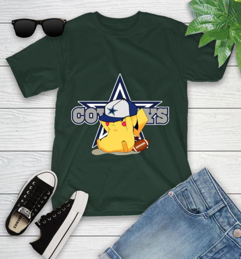 NFL Pikachu Football Sports Dallas Cowboys Youth T-Shirt 5