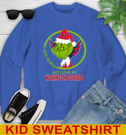 Washington Capitals NHL Christmas Grinch I Hate People But I Love My Favorite Hockey Team Youth Sweatshirt 7