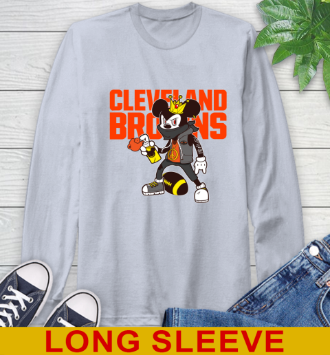 Cleveland Browns NFL Football Mickey Peace Sign Sports Long Sleeve T-Shirt 6