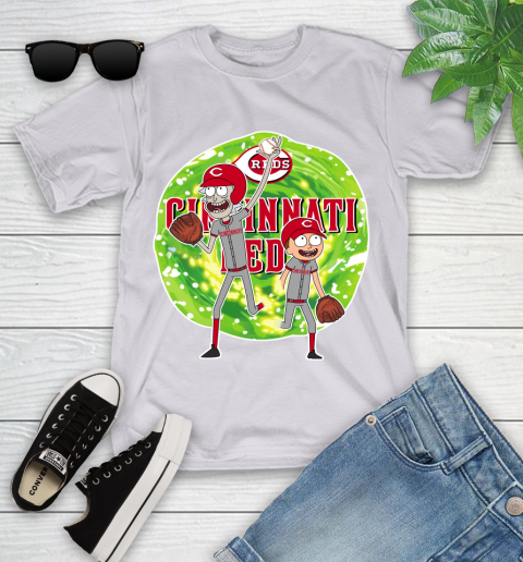 MLB Cincinnati Reds Rick And Morty Baseball Sports Youth T-Shirt 4