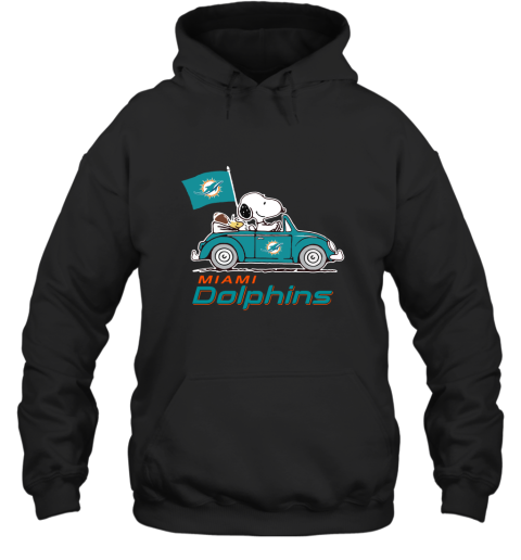 Snoopy And Woodstock Ride The Miami Dolphins Car NFL Hoodie