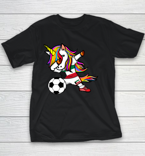 Funny Dabbing Unicorn Kuwait Football Kuwaiti Flag Soccer Youth T-Shirt