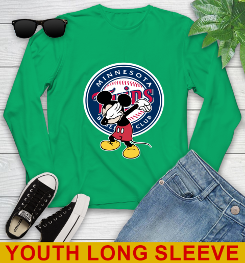 Minnesota Twins MLB Baseball Dabbing Mickey Disney Sports Youth Long Sleeve 7