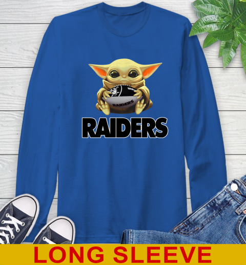 NFL Football Oakland Raiders Baby Yoda Star Wars Shirt Long Sleeve T-Shirt 9