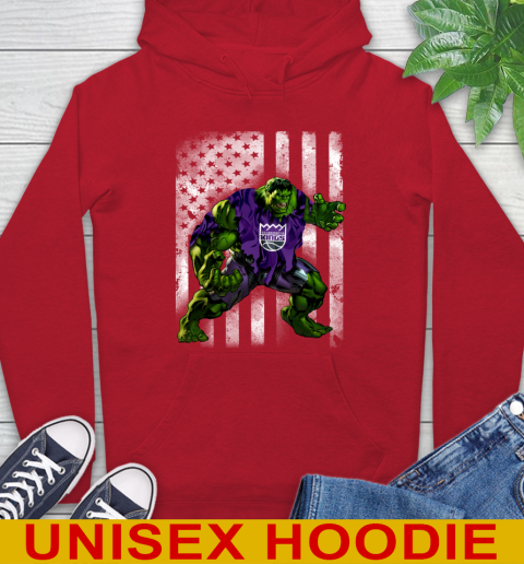 Sacramento Kings Hulk Marvel Avengers NBA Basketball American Flag Hoodie 10