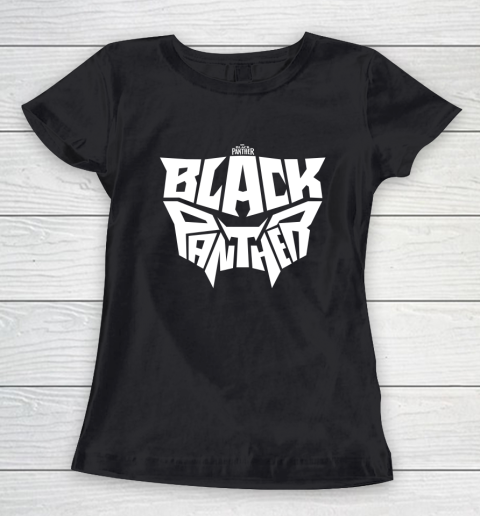 Marvel Black Panther Movie White Mask Text Graphic Women's T-Shirt