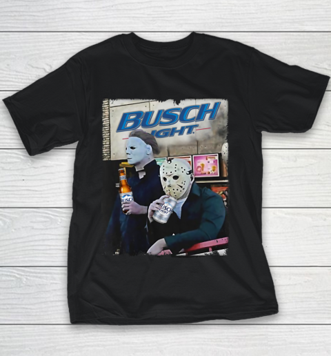Michael Myers And Jason Voorhees Busch Light Halloween Youth T-Shirt