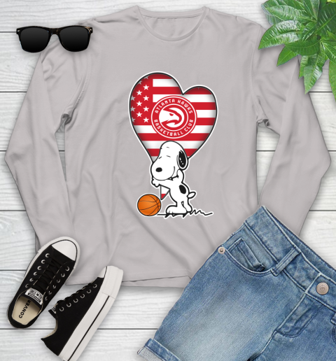 Atlanta Hawks NBA Basketball The Peanuts Movie Adorable Snoopy Youth Long Sleeve 12