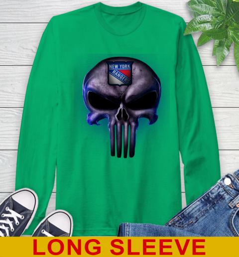 New York Rangers NHL Hockey Punisher Skull Sports Long Sleeve T-Shirt 8
