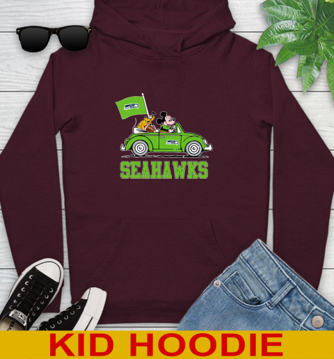 NFL Football Seattle Seahawks Pluto Mickey Driving Disney Shirt Youth Hoodie 7