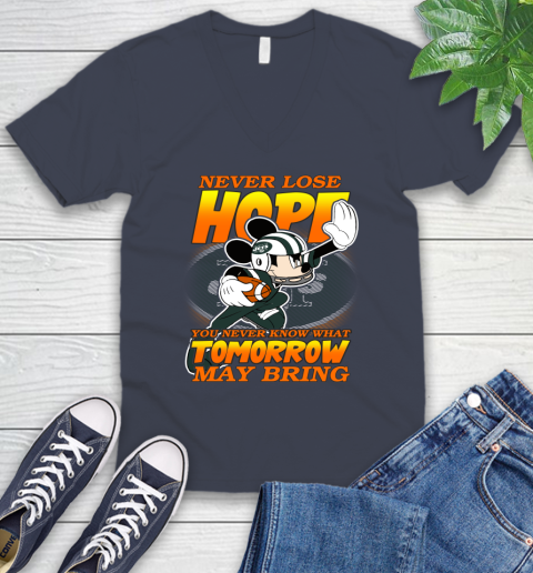 New York Jets NFL Football Mickey Disney Never Lose Hope V-Neck T-Shirt 8
